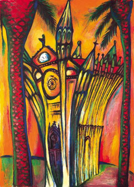 (MALL-08) la seu catedral-mallorca-swantje crone-1999-acryl auf papier-50x70